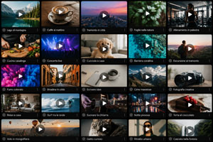 Raccolta di contenuti video e immagini per digital signage visualizzata su monitor professionali per retail, hospitality e comunicazione aziendale.