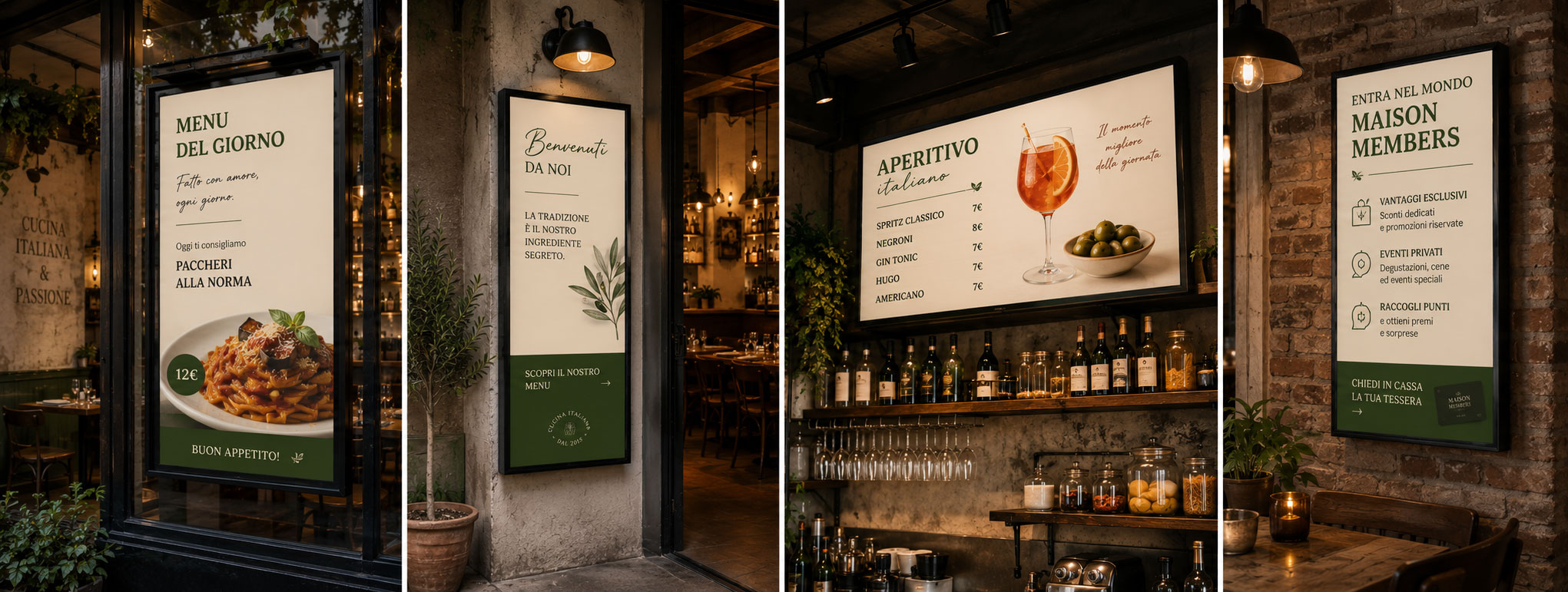 Punti di integrazione digital signage in ristorante